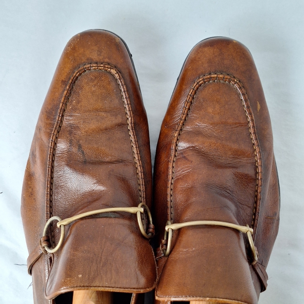 VINTAGE Rare Gucci Horsebit Brown Leather Flat Loafers - 8.5 - Picture 3 of 15